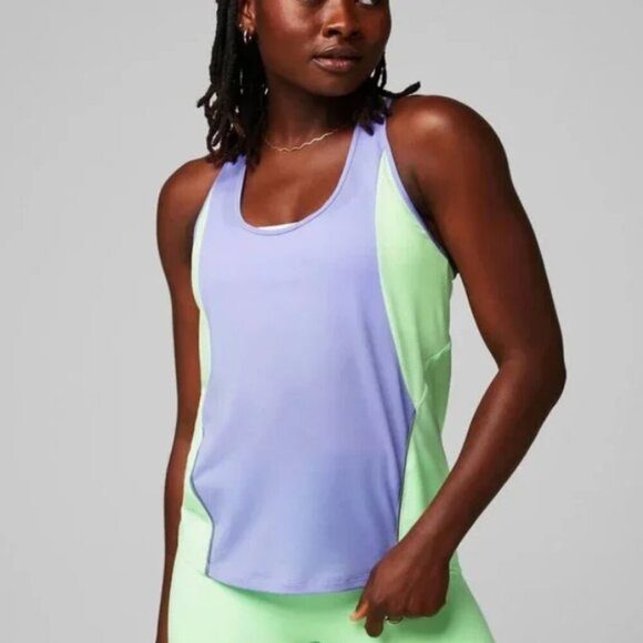 NWT Fabletics High Tempo Tank Purple Green Mesh Racerback Women's Small S New - Picture 1 of 11
